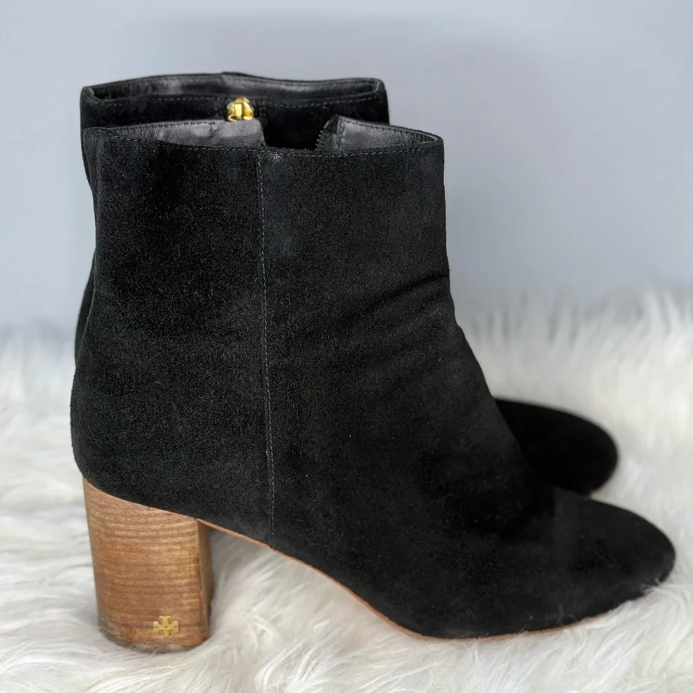 TORY BURCH Brooke Ankle Bootie Black Suede‎ Size 10 GUC